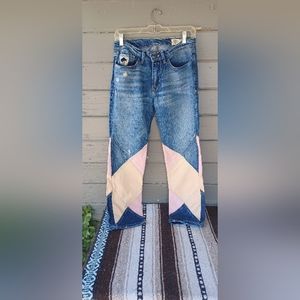 FREE PEOPLE Jeans Artisan Patchwork Denim Size 27 NWT